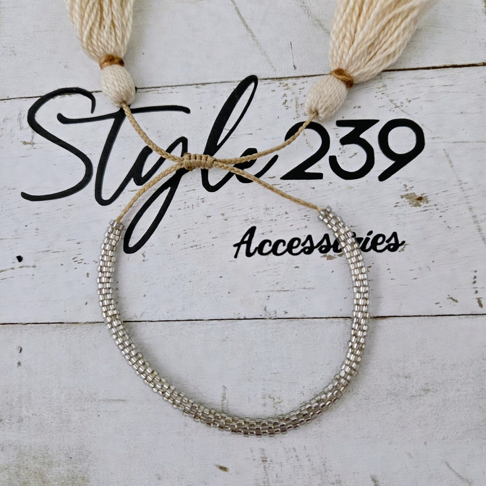 Miyuki Silver Adjustable Bracelet